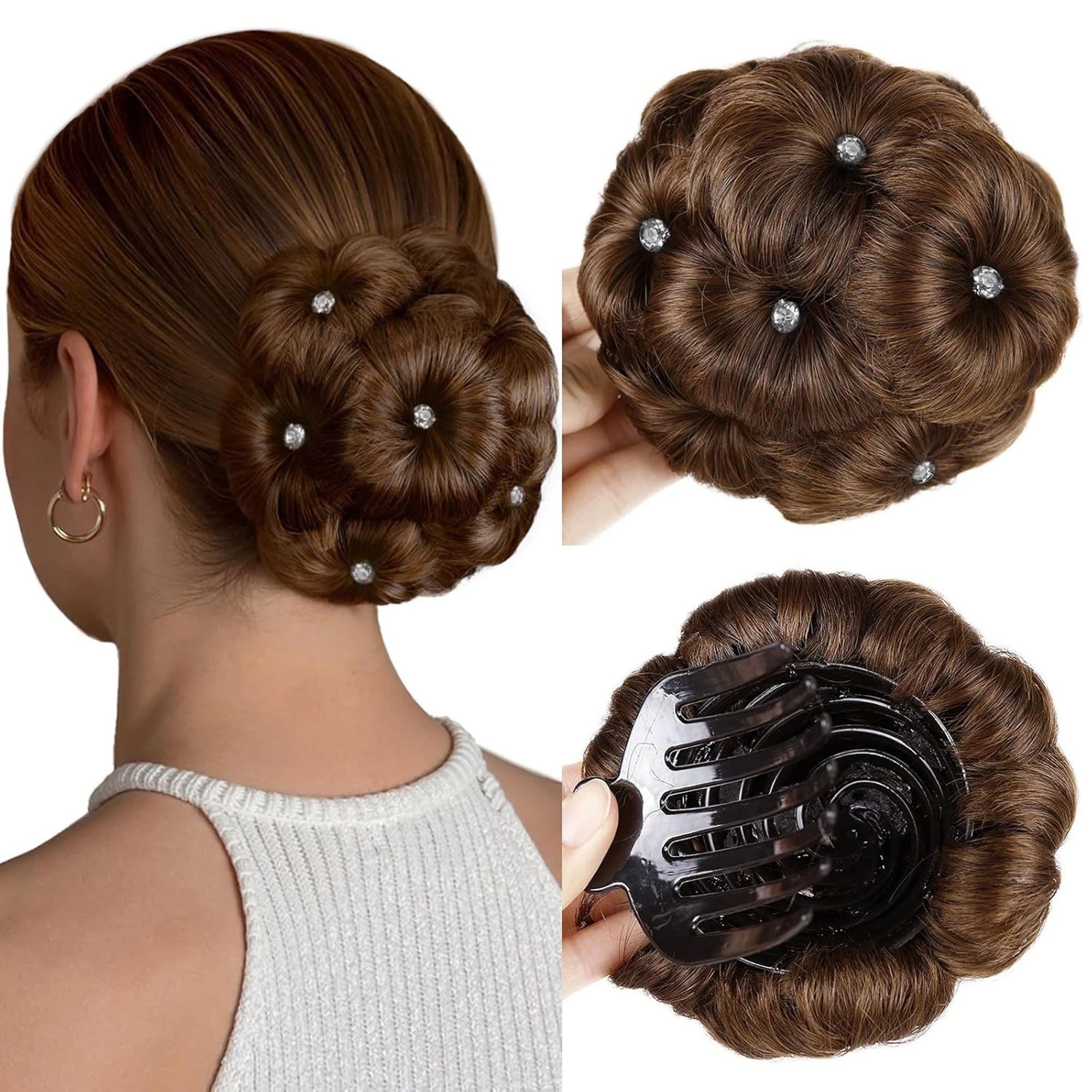 Hair Buns Hair Pieces for Women Fake Hair Bun Extension Hairs Chignon Pony Tail Bun Artificial Synthetic Hair Extension