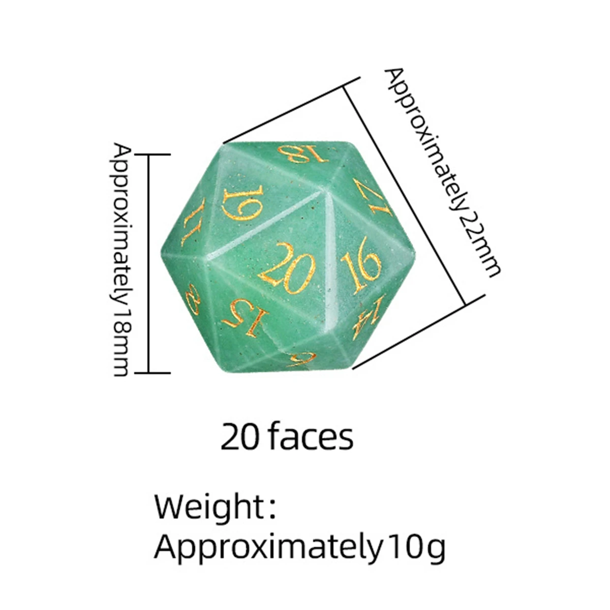 20MM Face Gemstone Dice Set D20 Polyhedral Crystal Football Beads Engraved Numbers for DND RPG Tabletop Board Games