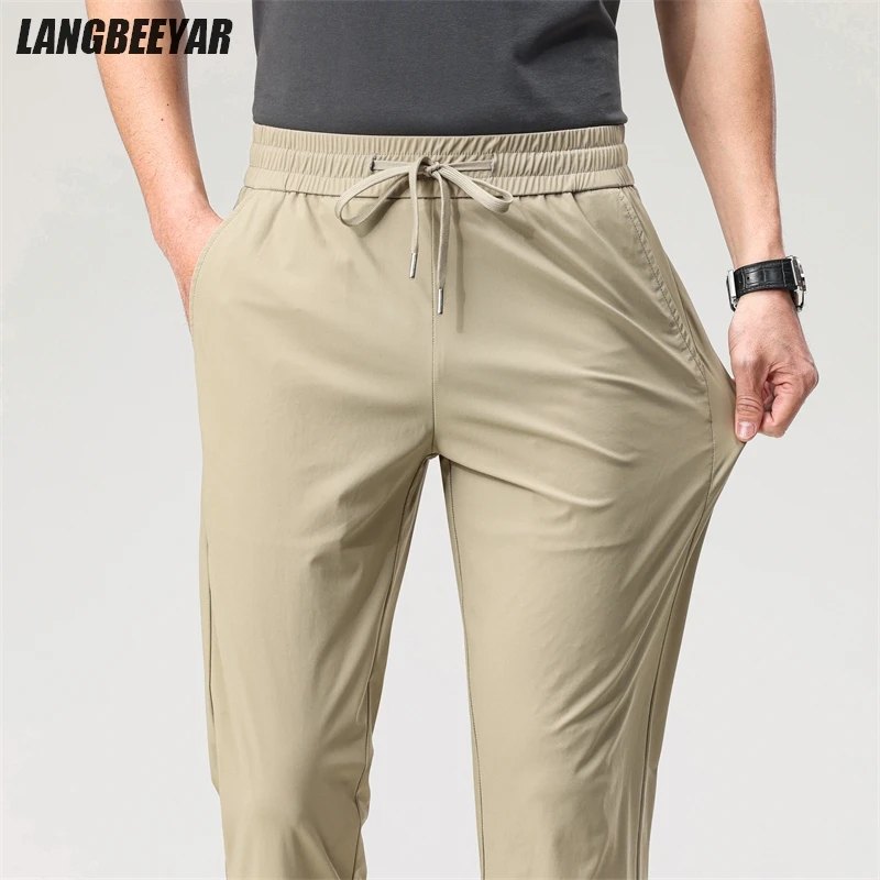 

Top Quality Summer Brand Casual Fashion Strappy Comfortable Long Pants Men Slim Fit Breathable Korean Trousers Men Clothes