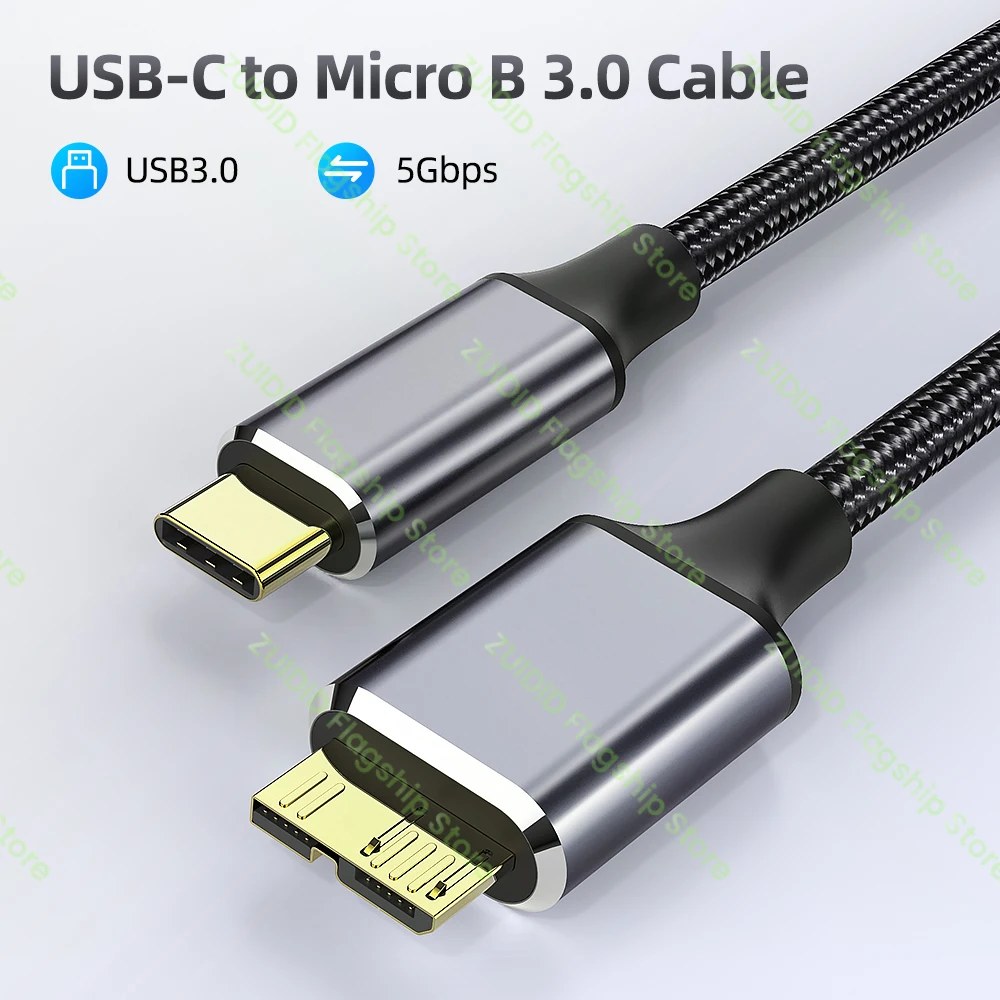 

Кабель для передачи данных с USB C на Micro B 3,0, 5 Гбит/с, 3 А, шнур для быстрой зарядки для Macbook, жесткого диска, HDD, SSD, корпуса, кабель USB Type C Micro B, 2 м