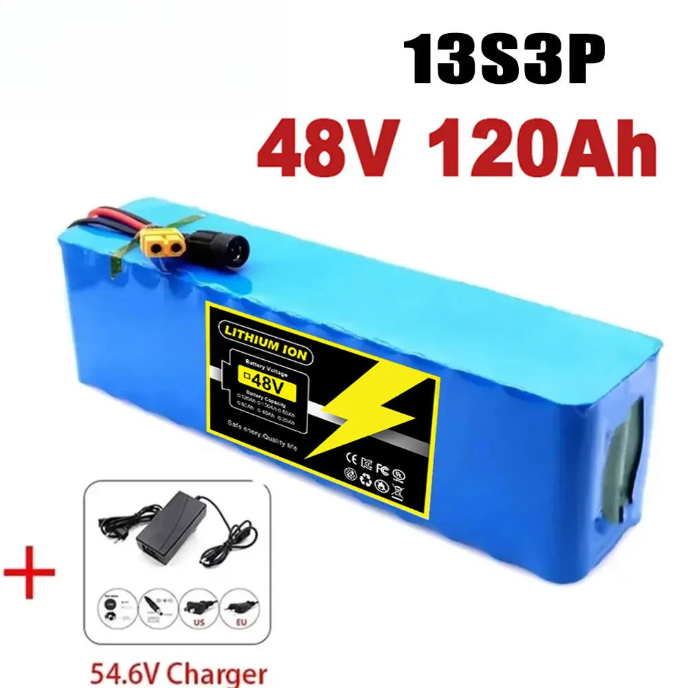 

NEW 48V 120ah 13S3P 48V Lithium Ion Battery 200Ah, for 54.6V Electric Electric Scooter, with Reinforced Bms