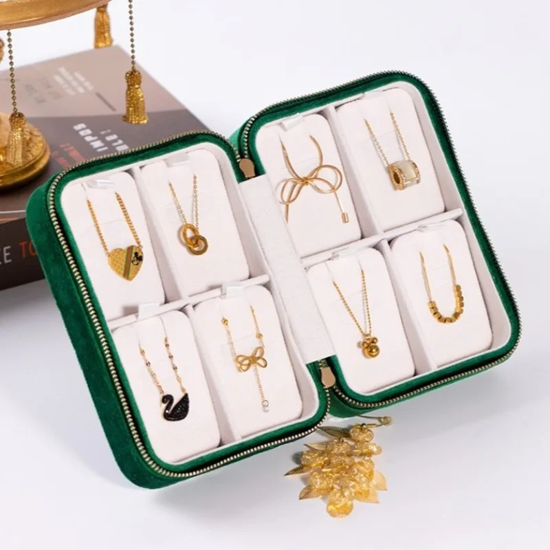 

Travelling Jewelry Organizer Box Household Necklace Display Case Portable Trinket Storage Boxes Retro Jewellery Showcase Cases