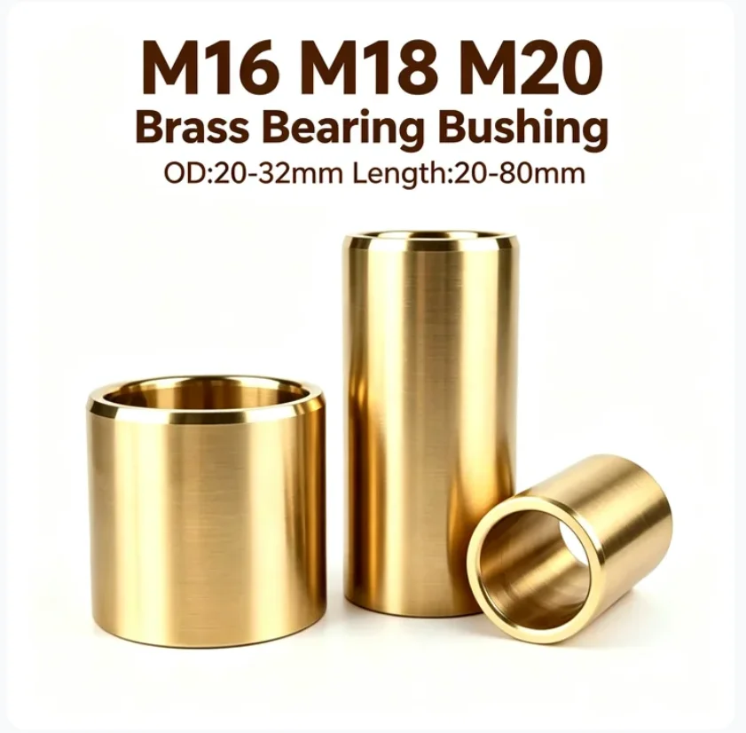 M16 M18 M20 Copper Alloy Sleeve High Wear Resistance High Wear Resistance Sliding Sleeve Brass Bearing Bushing OD 20-32mm