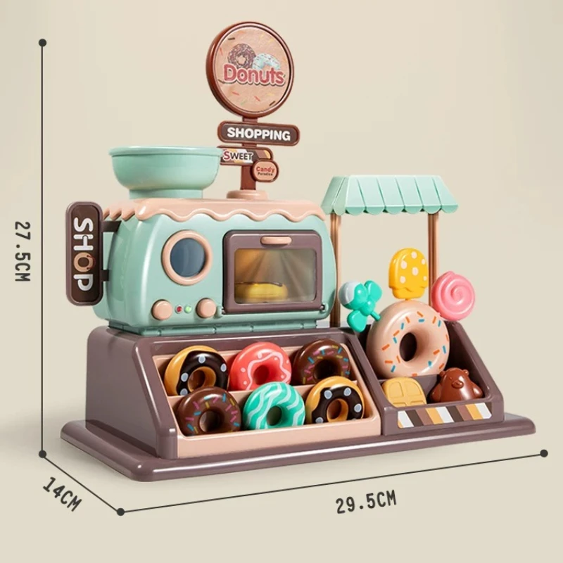 

ABS Donut Ice Cream Cart Kitchen Pretend Play Set for Girls 3-6 Years Old Safe Durable Creative Learning Children's Day Gift