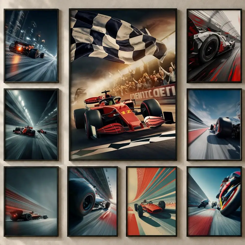 Art V-Velocity Racing Car PrintS Poster Art  Self-Adhesive No Glue Residue Wall Sticker for Home Office Nursery