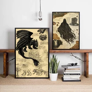 هاري بوتر مخلوقات سحرية ملصق التنين ، طباعة ورقية ، لوحة فنية ، غرفة معيشة ، غرفة نوم ، مطعم ، مقهى ، ديكور منزلي ، 1 قطعة أفضل 12 مطبخ هاري بوتر مبيعا - رقم 11