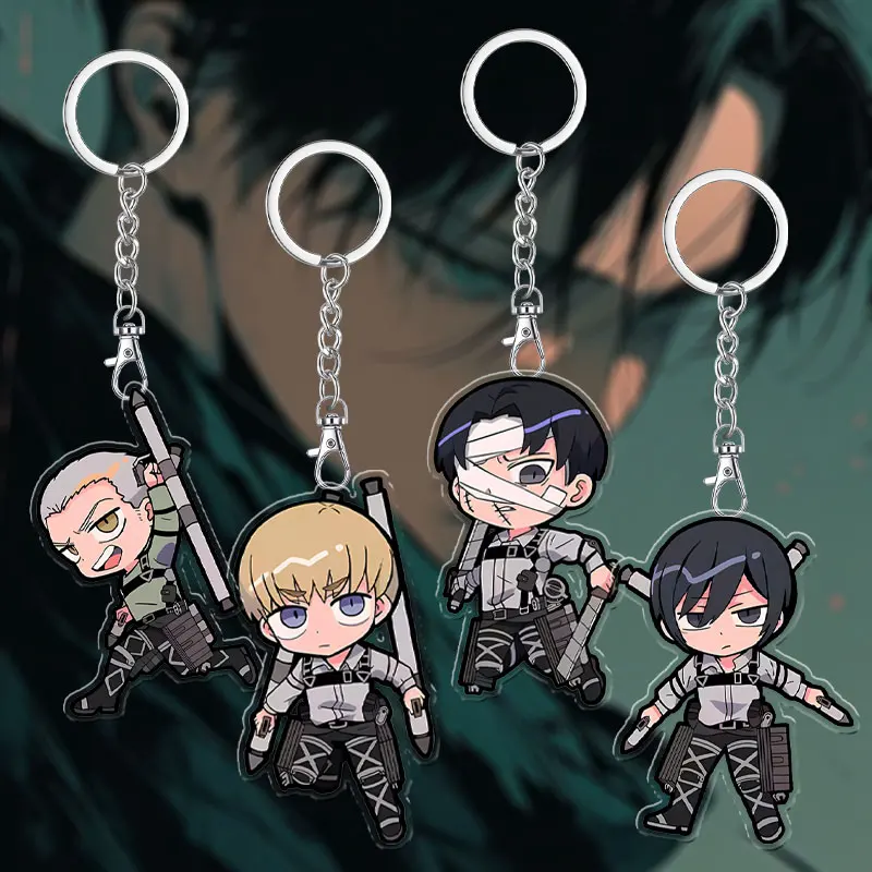 Attack on Titan 6cm Anime Acrylic KeyChain Accessories Bag Pendant Peripheral Key Ring Holiday Collection Friend Gifts Cartoon