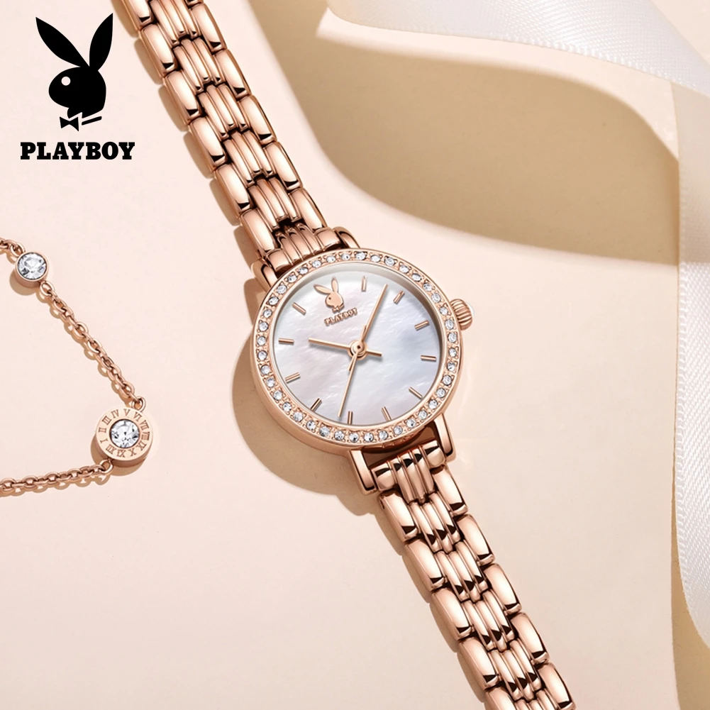 PLAYBOY High Quality Elegant Fashion Watch for Women Original Luxury Quartz Ladies Watch Waterproof Stainless Steel Women Watch