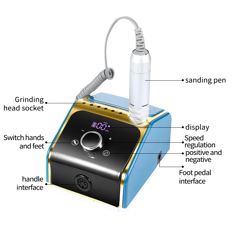 35000RPM Electric Nail Drill Machine Polisher Tools Rechargeable Nail Art File Bits Manicure Kit Acrylic Nail Drill Pedicure Set