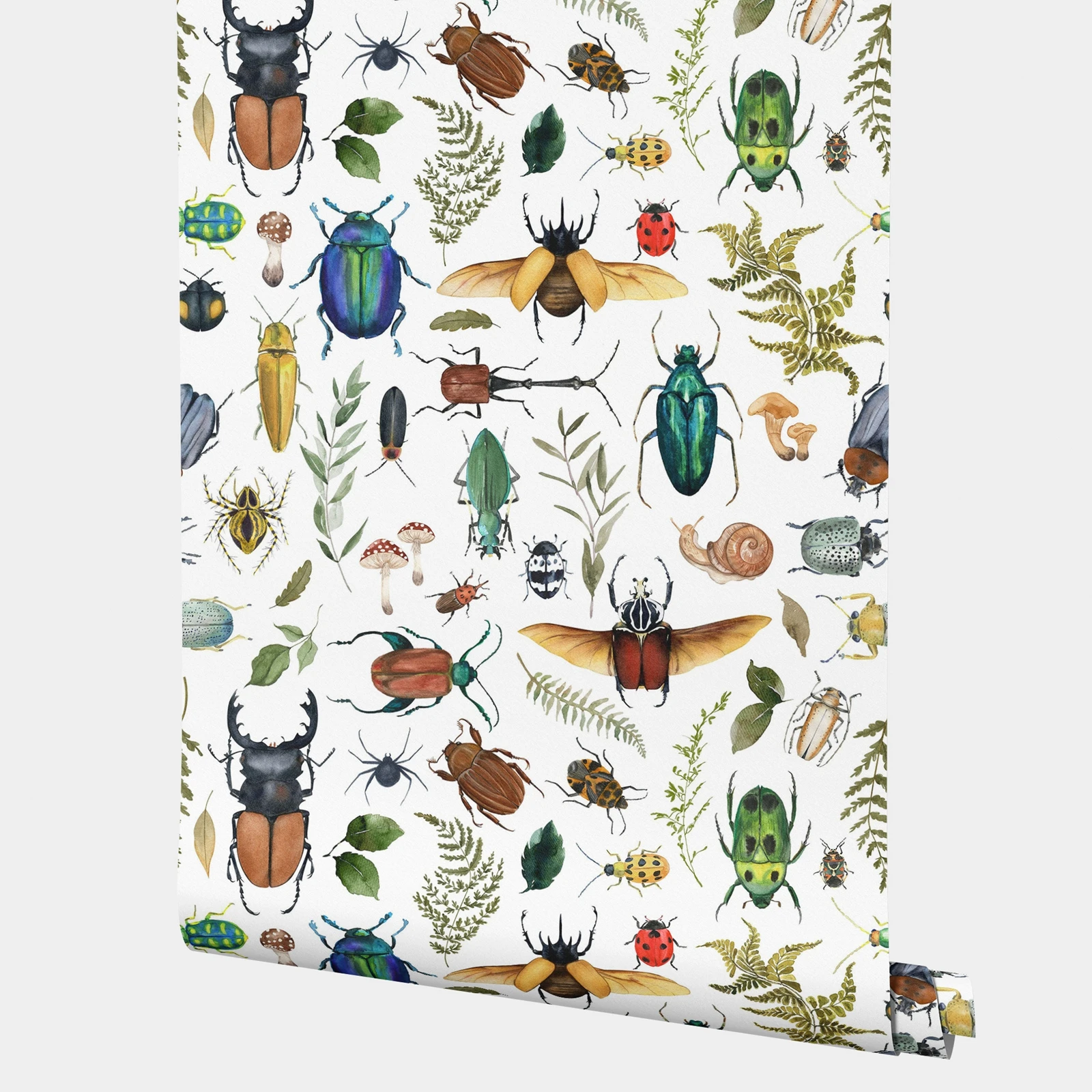 

Яркие обои с насекомыми и растениями для стен, очаровательные акварельные обои с насекомыми для детских комнат, украшение детской комнаты, 50*300