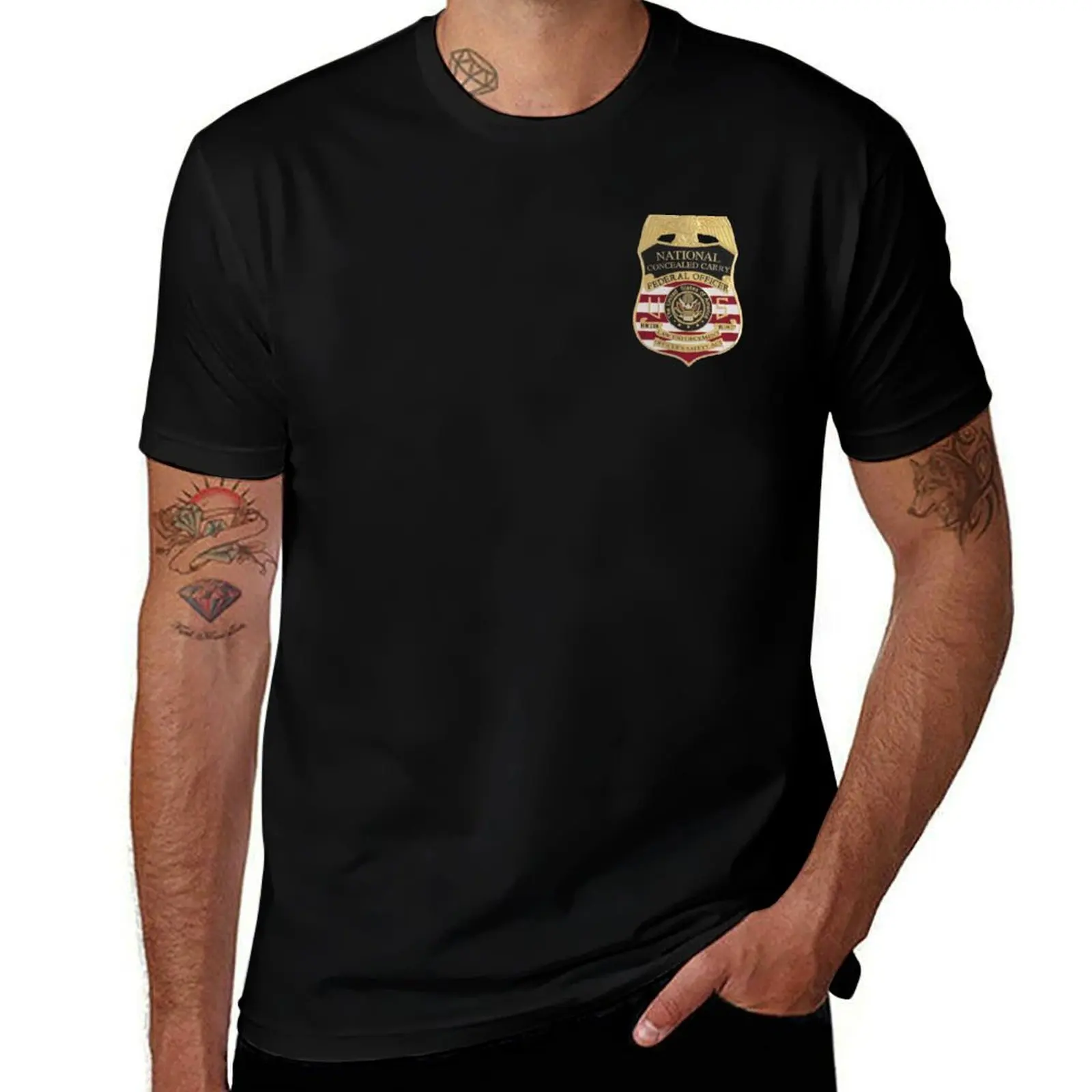 Federal Officer National Concealed Carry Badge T-Shirt Utility Casual Work T-Shirt