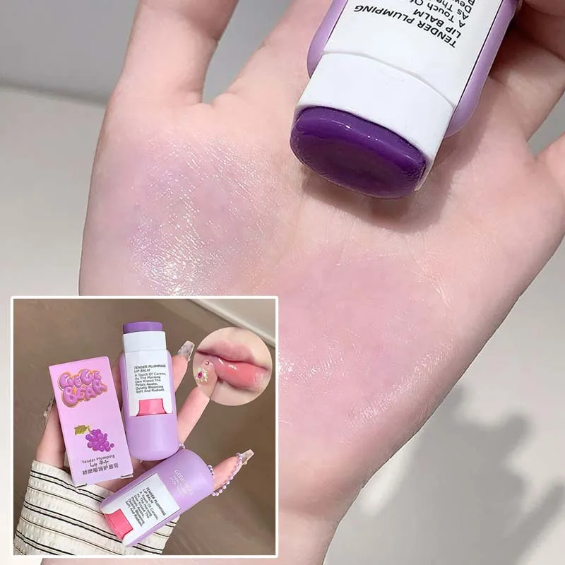 ลิปบาล์ม Gegebear กลิ่นองุ่น ลิปสติกสี ผลไม้ บำรุงริมฝีปาก ชุ่มชื้น ป้องกันริมฝีปากแห้ง เซรั่มบำรุงริมฝีปาก ไพรเมอร์แต่งหน้า ลิปกลอสใส ให้ริมฝีปากอวบอิ่ม