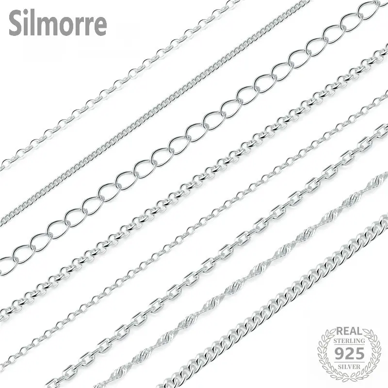 50CM 925 Sterling Silver Chain dla DIY bransoletka naszyjnik tworzenia biżuterii akcesoria jubilerskie