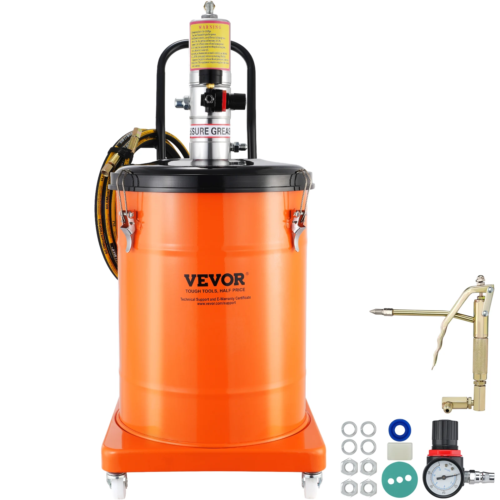 

VEVOR Grease Pump 10.5Gal/40L Air Operated Grease Pump w/13ft Hose Pneumatic Grease Bucket Pump Portable Lubrication Grease Pump