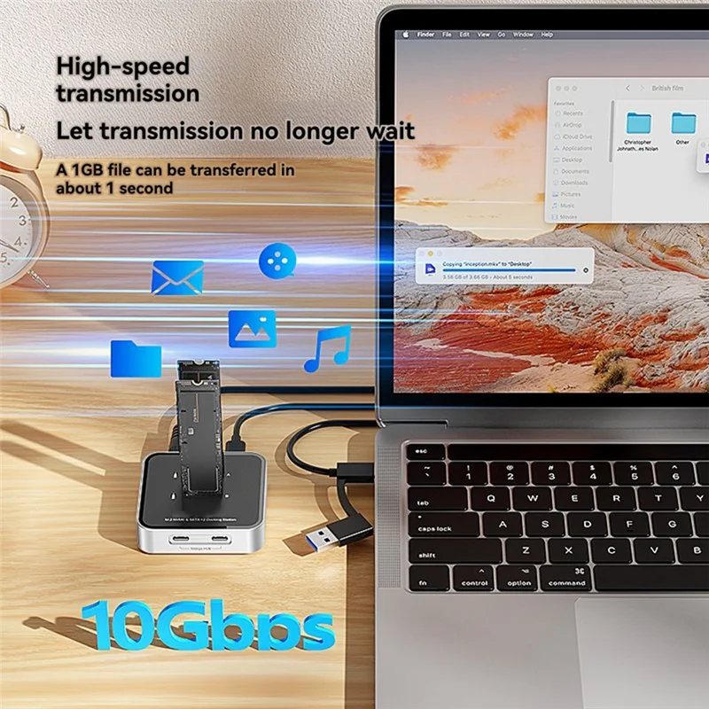 Dual Disk M. 2 Solid State Drive Box TYPE-C HUB Expansion 10Gbps, Hard Disk Seat Dual Protocol