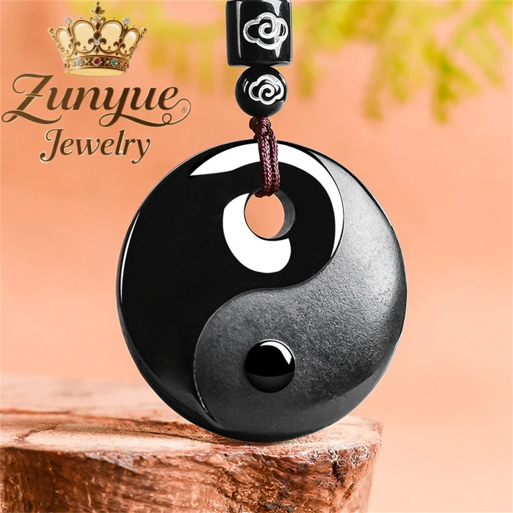 Natural Black Jadeite Double-Sided Tai Chi Pendant Luxury Quality Fashion Fine Jewelry Exquisite Elegant Popular Charms Amulets