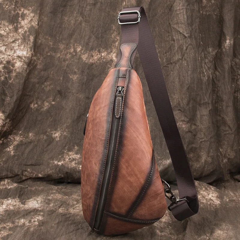 

New men's first-layer cowhide shoulder messenger bag, retro breast bag, genuine leather, fashionable, simple and versatile, casu