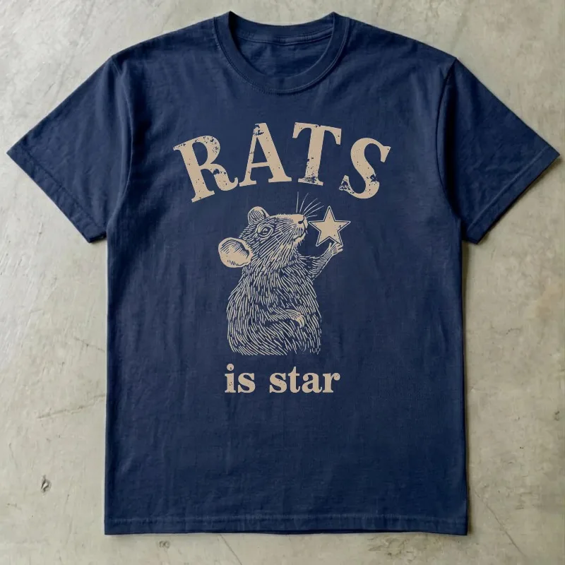 Rats Spelled Backwards Is Star Shirt, Dark Cute Pet Rat Tee Summer Men's and Women's Loose and Breathable T-shirt Top