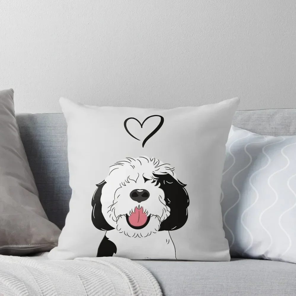 

LOVE Black and White Sheepadoodle 7 - gray Throw Pillow Decorative pillow case Christmas s Covers Pillowcase Cushion pillow