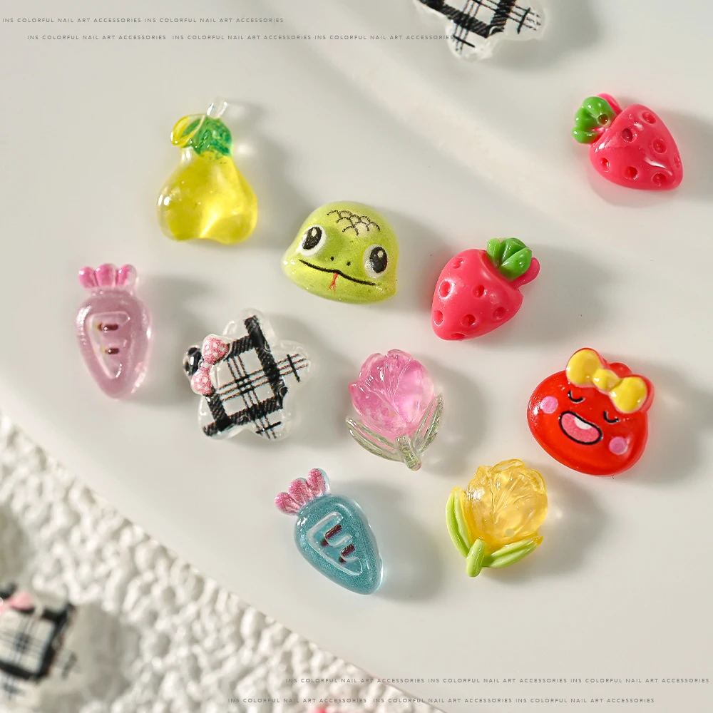 150-200 قطعة مختلطة ثلاثية الأبعاد الفراولة/الجزر/التوليب/الكمثرى/ثعبان مسمار السحر 8/10/12 مللي متر الراتنج الفاكهة والحيوان مسمار الفن لتقوم بها بنفسك مانيكير أجزاء و * &