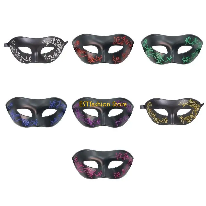 Y5GC Venetians Hand Painted Half Face Mask For Costume Parties Lightweight Durable Plastic Comfortable Fit Reusable Role