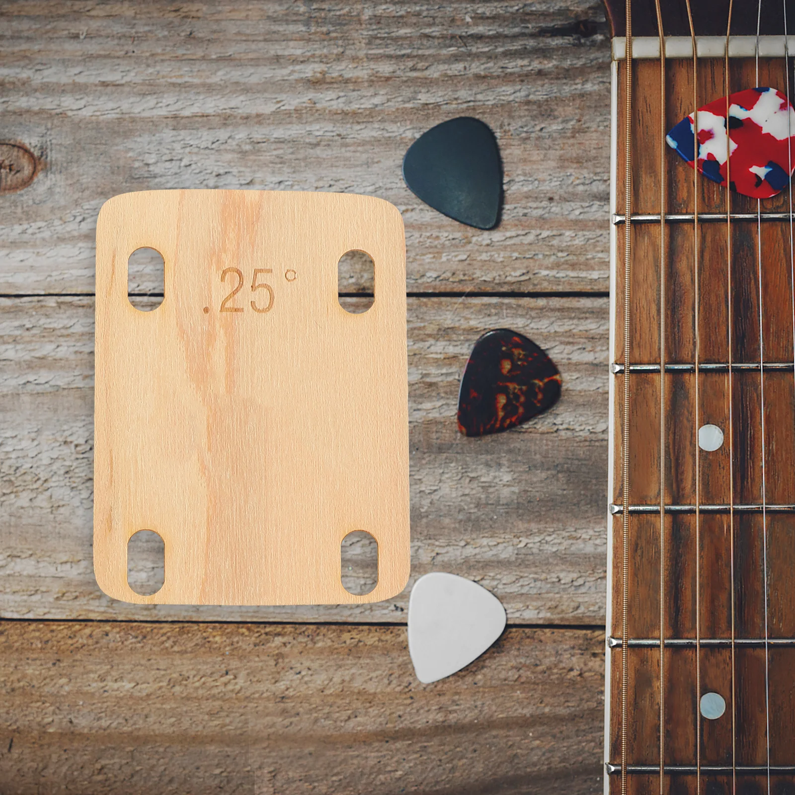 

3pcs Wooden Guitar Neck Shims 0.25° Hard Smooth For Bass Angle Adjustment Repair Parts Guitar Neck Spacer Instrument Accessories