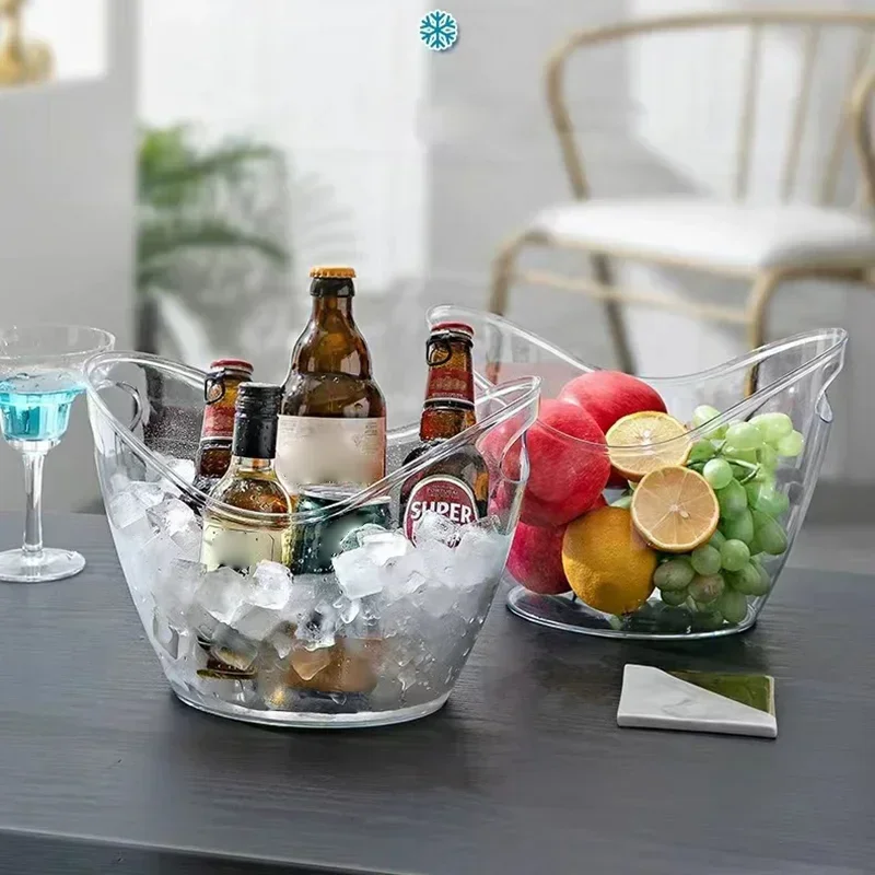 4/8L Ice Bucket Transparent Ice Cube Storage Bucket Beer Wine Bucket Bar Container Champagne Can  Champagne Beer Chiller