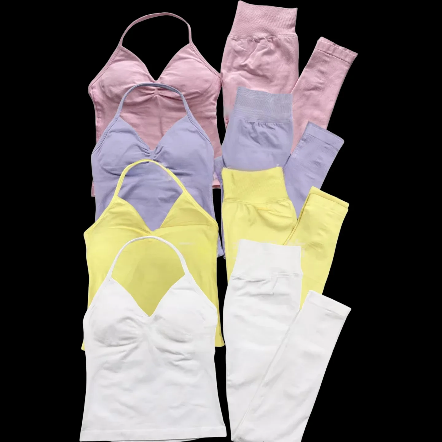 

2-Piece Yoga Set Ladies Gym Training Leggings and Neck Tank Yoga Fitness Seamless Set Pilates Clothes Workout Sportswear