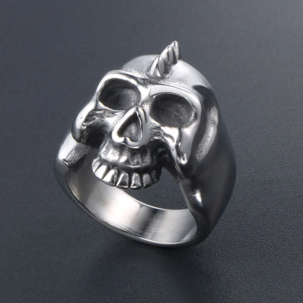NEW Helmet Skull Titanium Steel Ring EDC Portable Rings Punk Accessories Gift For Men Outdoor Self defense tools