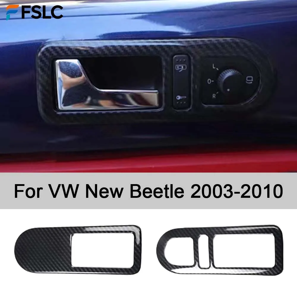 

For VW New Beetle 2003-2010 ABS Carbon Fiber Grain Interior Door Handle Cover, Decorative Trim Car Accessories 2PCS