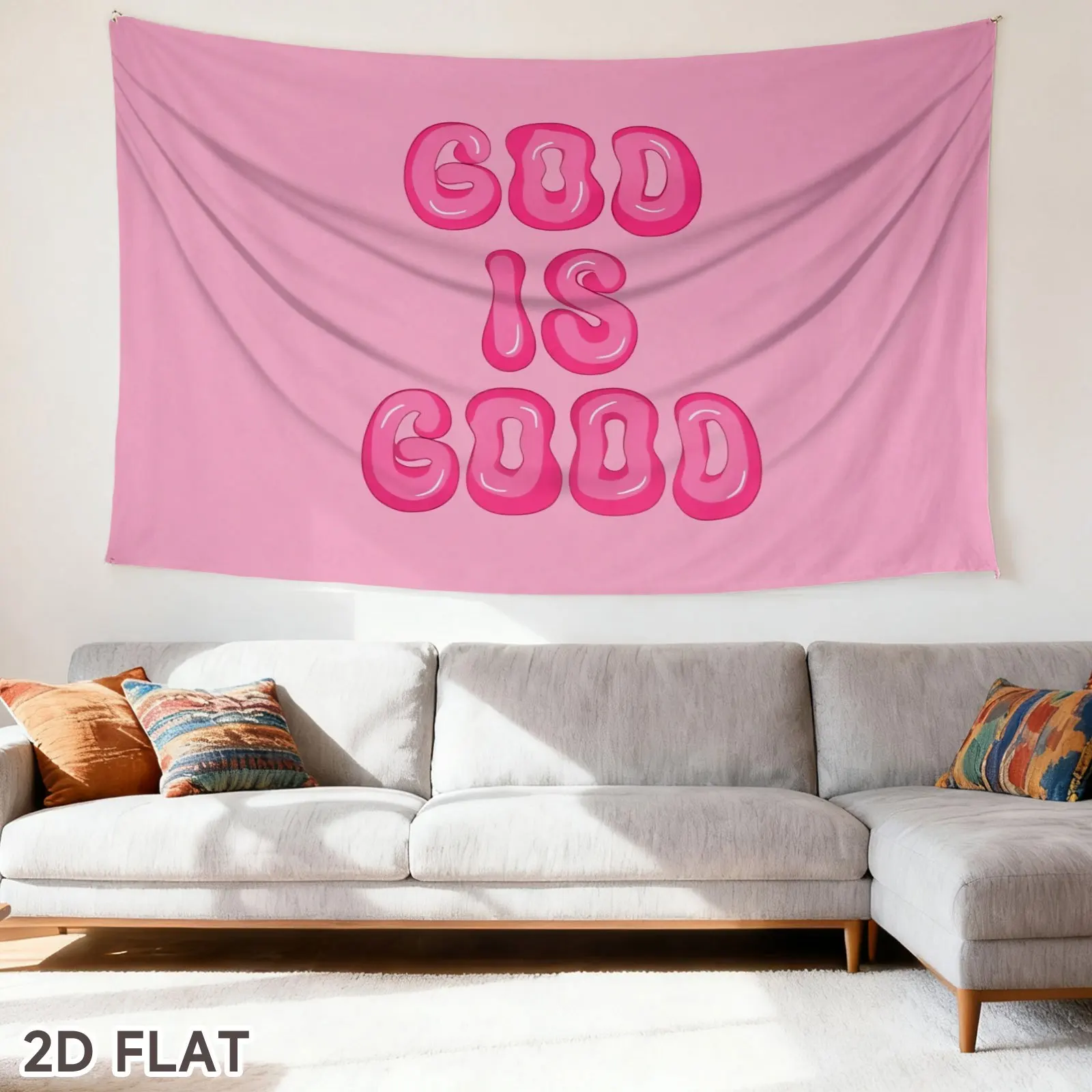 1pc GOD IS GOOD Wall Tapestry - Polyester Horizontal Religious Wall Art with Elegant Cursive Lettering, Suitable for Home Decor