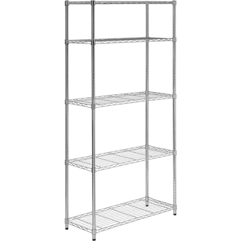 Honey-Can-Do, 5-Tier Chrome Heavy-Duty Adjustable Shelving Unit with 200-lb Per Shelf Weight Capacity