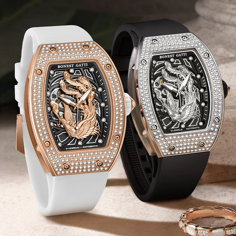 BONEST GATTI Ladies Waterproof Automatic Watch Mechanical Movement High-End Sensation Ins Style Watches For Women