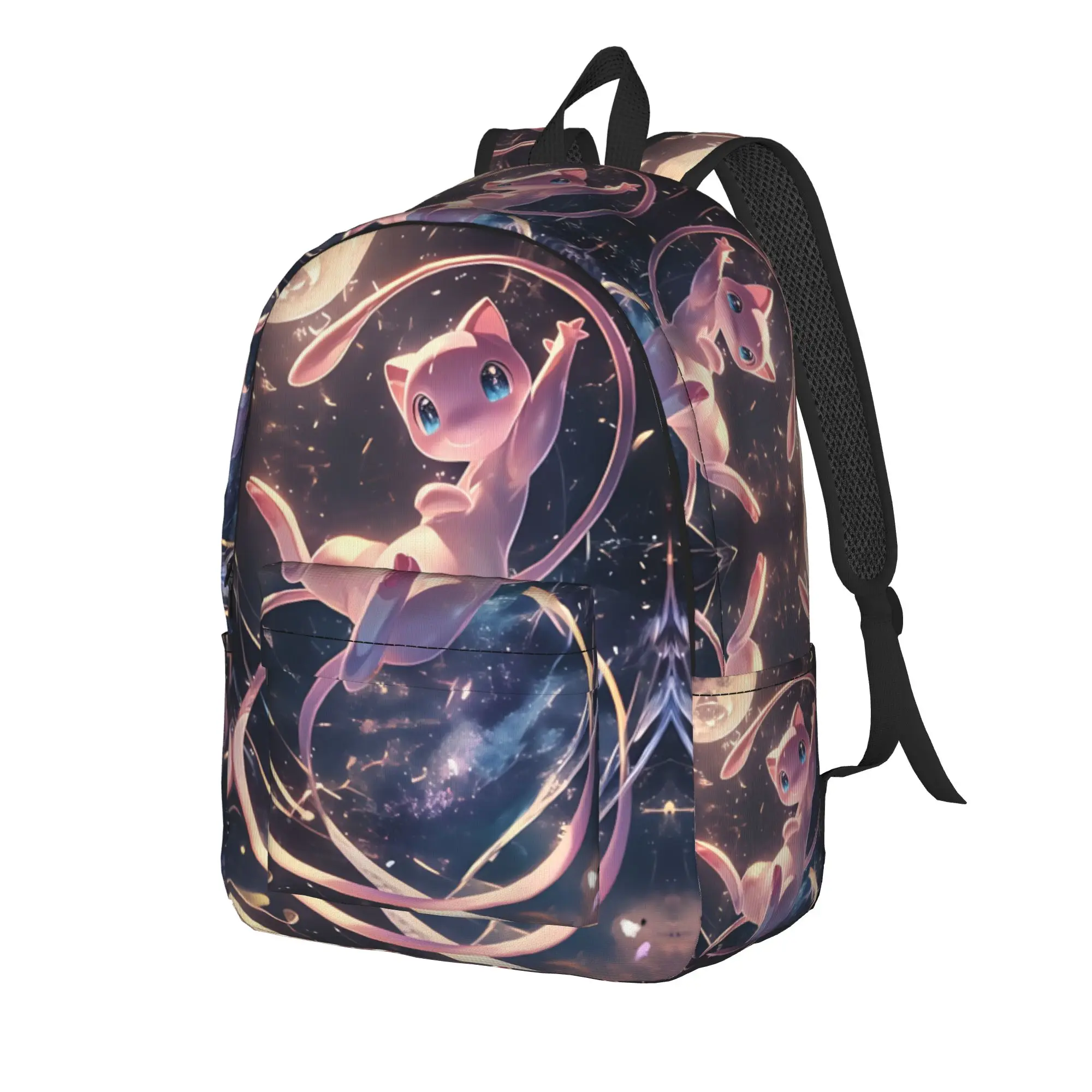 Fashion Pokemon Theme Backpack Mew Mochilas Light For Work Retro Washable Rucksack