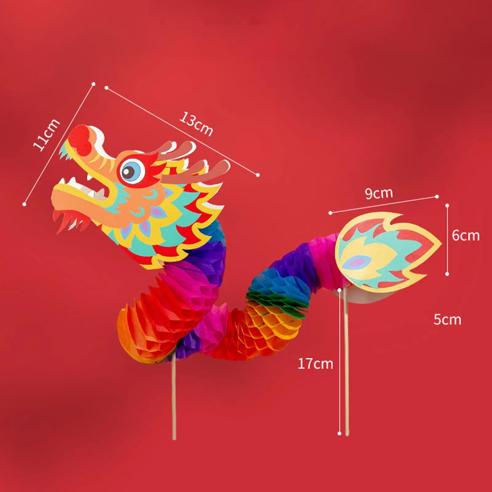 Chinese Paper Dragon DIY Craft Materials 3D Kids Toy Folded Tissue Toys for Park