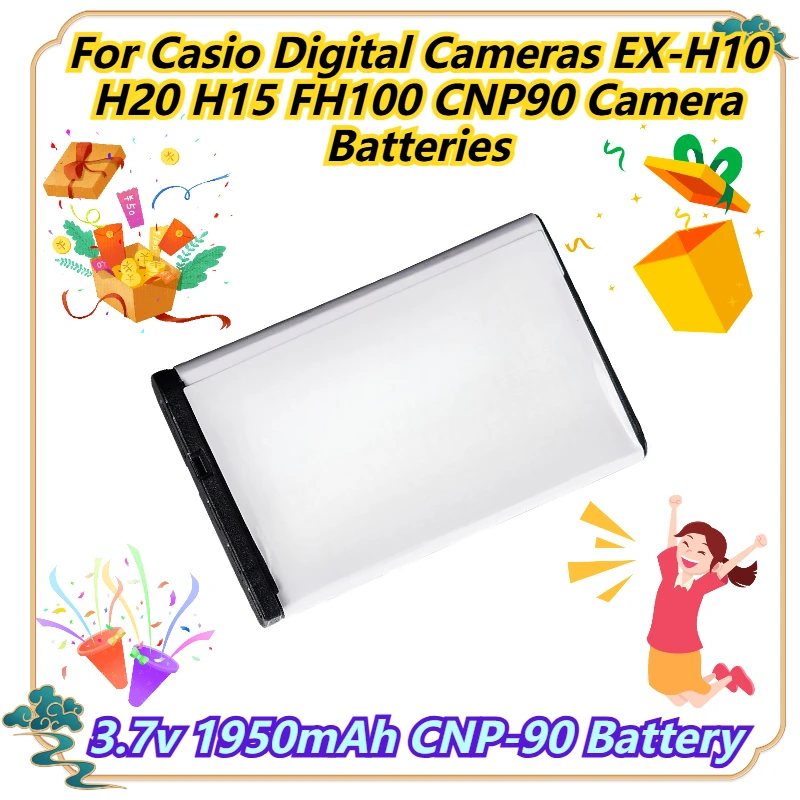 

3.7v 1950mAh CNP-90 Battery For Casio Digital Cameras EX-H10 H20 H15 FH100 CNP90 Camera Batteries