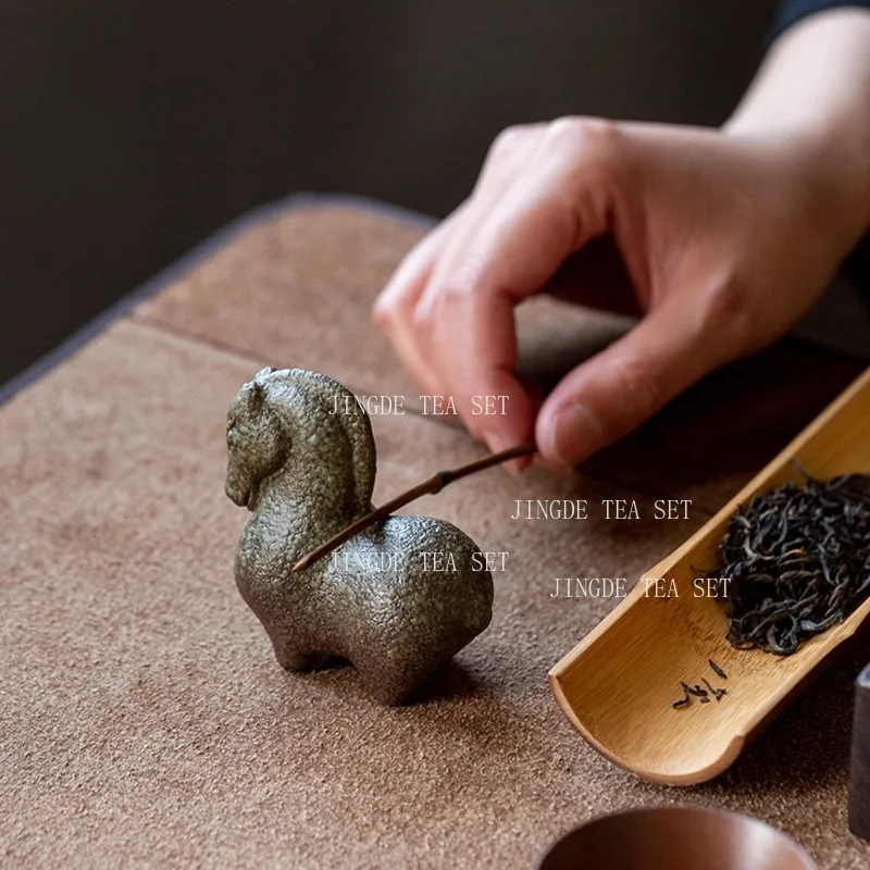 Coarse Pottery, Small Tang Horse, Tea Pet Chinese Animal Desktop Decoration Home Tea Ceremony Accessories Handicraft