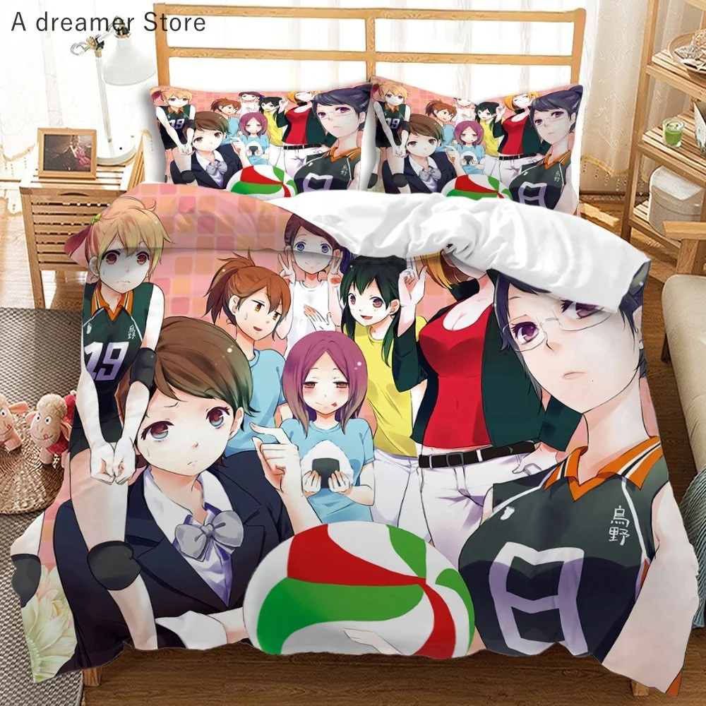 Haikyuu Bedding Set 3D Printed Volleyball Boys Cartoon Anime Duvet Covers Set Luxury Bedclothes For Kids Gift Decor Home