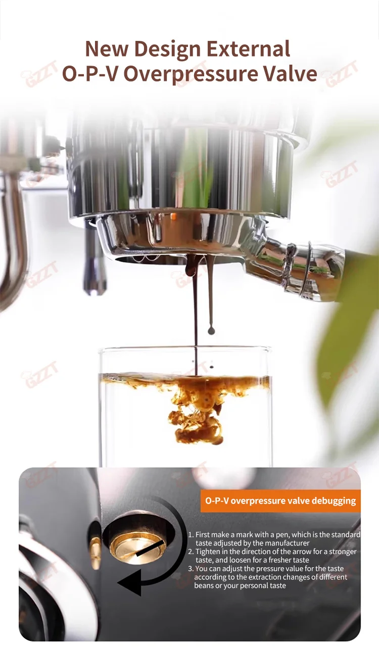 GZZT M3PRO Semi-Automatic Espresso Machine OPV Stabilized Coffee Machines Built-In 2L Water Tank Dual Pump for Coffee Maker 220V