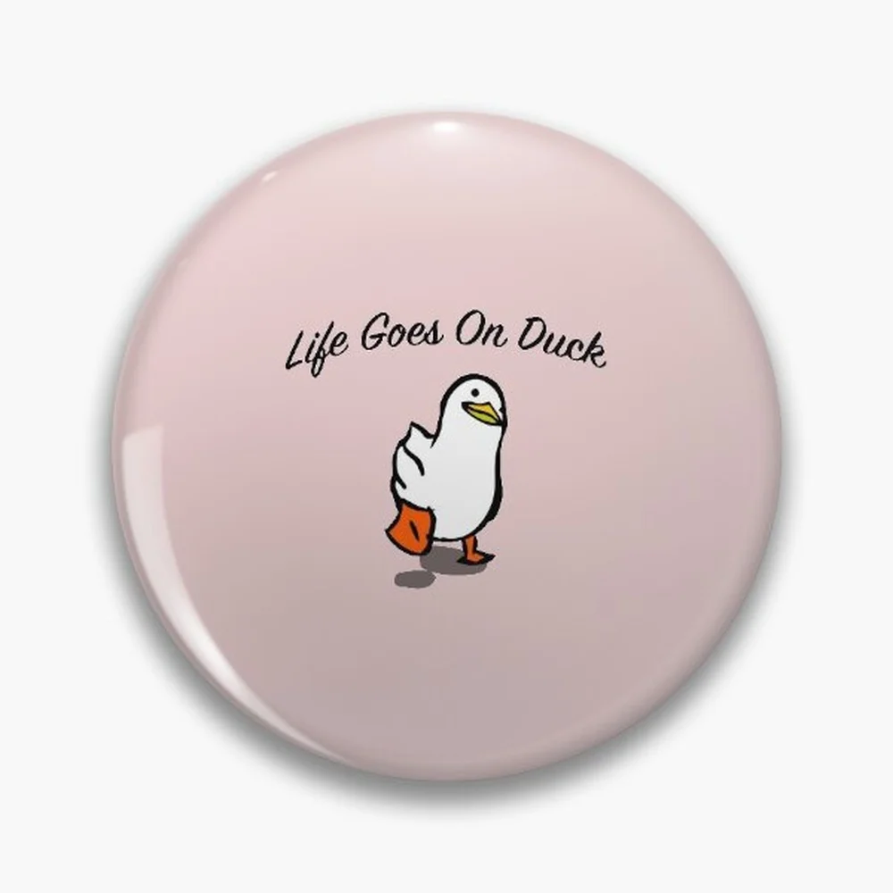 Life goes on duck Pin Holographic Star Heart Pin Brooches Laminated Button Fashion Accessory