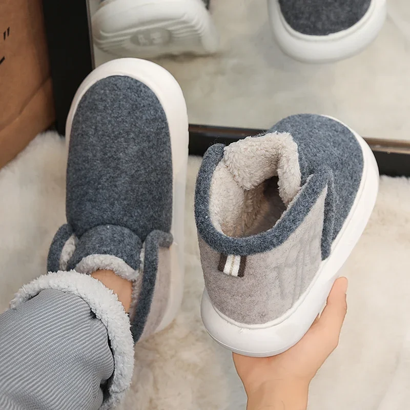 

Мужская хлопковая обувь. Зимние зимние ботинки с флисовой изоляцией. Мужские уличные нескользящие пушистые ботинки. Теплая плюшевая обувь.