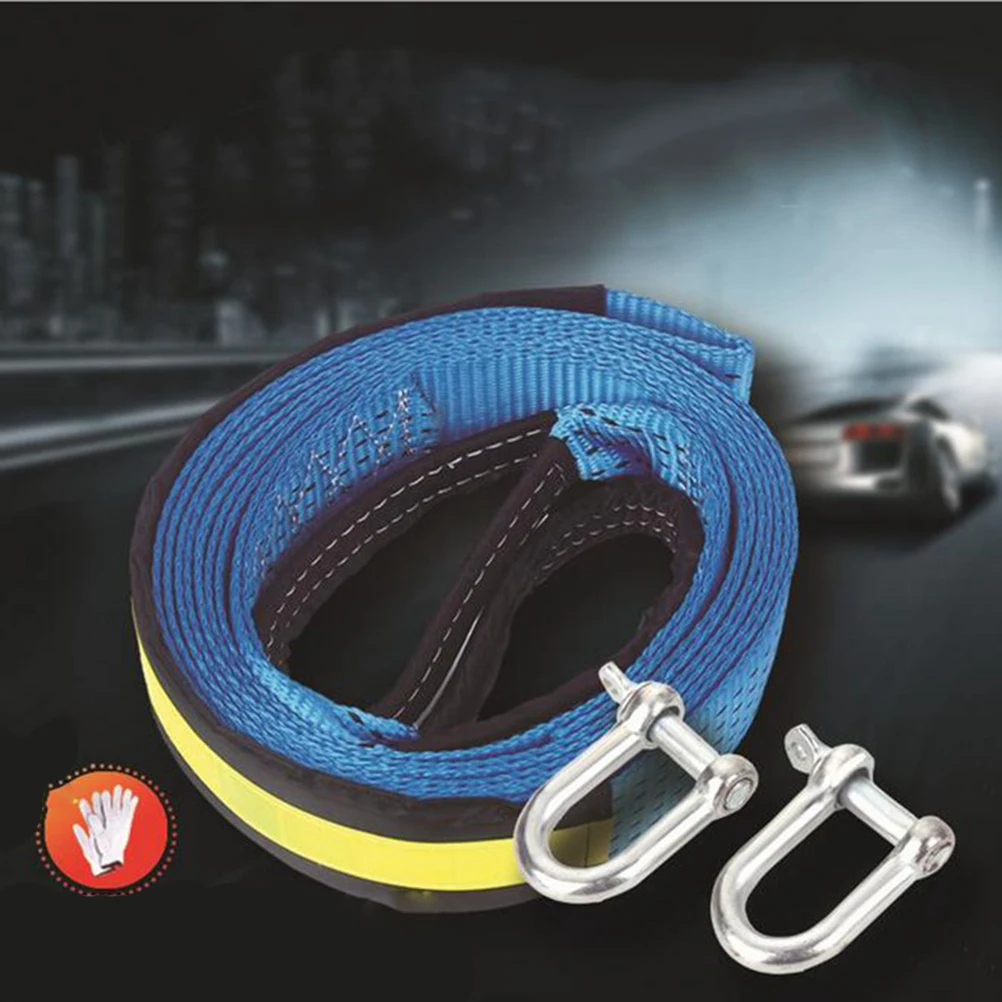 

5M 8Ton Luminous Vehicle Trailer Tow Rope Heavy Duty Emergency Capacity Strap Safety Buckles Superior Strength