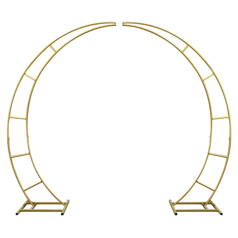 

Single-layer horn wrought iron arch shelf curved wedding party outdoor balloon flower arrangement event decoration