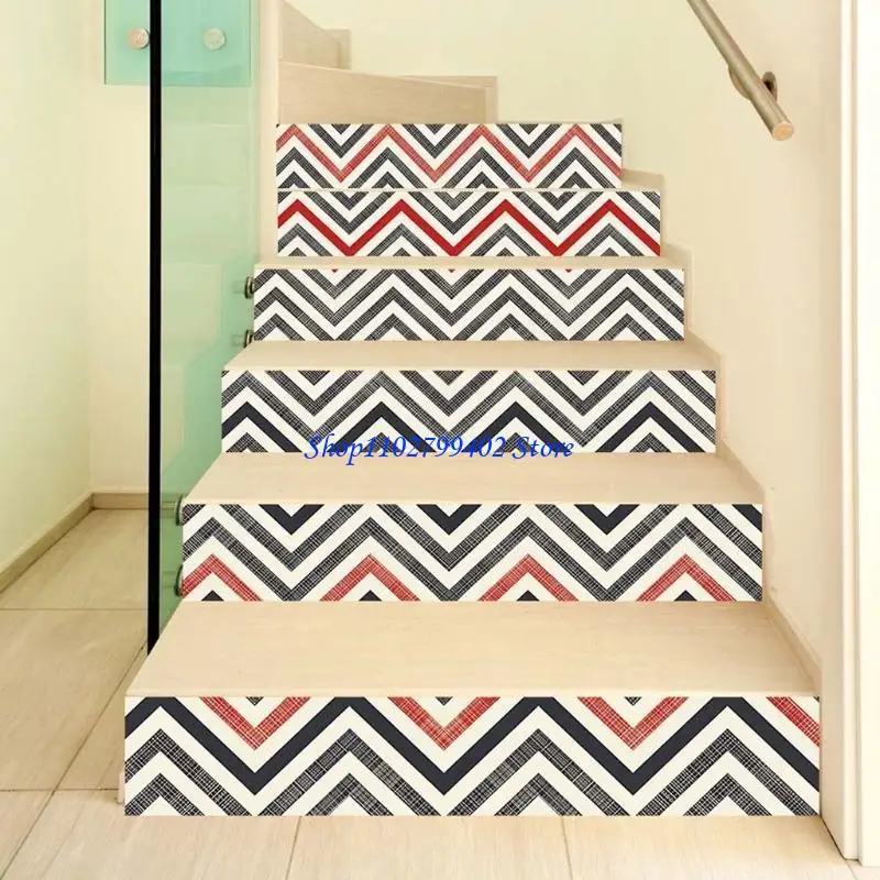 547F 6Pcs for Arrow Pattern Tile Floor Stair Sticker Bathroom Kitchen Decor Waterproof Decals Adhesive Art Wallpaper