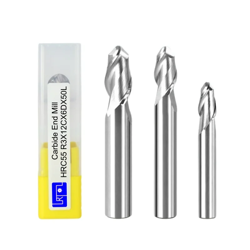 HRC55 Ball Nose End Mill milling cutter for Aluminum Spiral Bit Carbide CNC