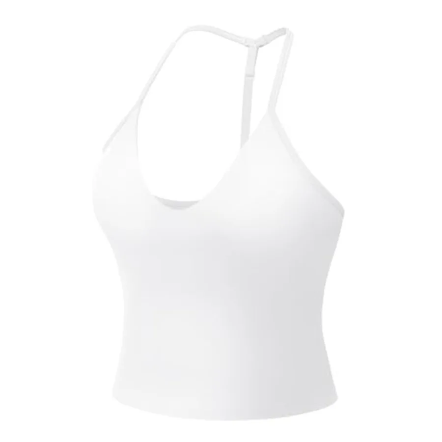 

YEOREO Women's Impact Halter Tank Top Strappy Padded Halter Open Back Deep V Neck Built-in Bra Workout Gym Crop Tops