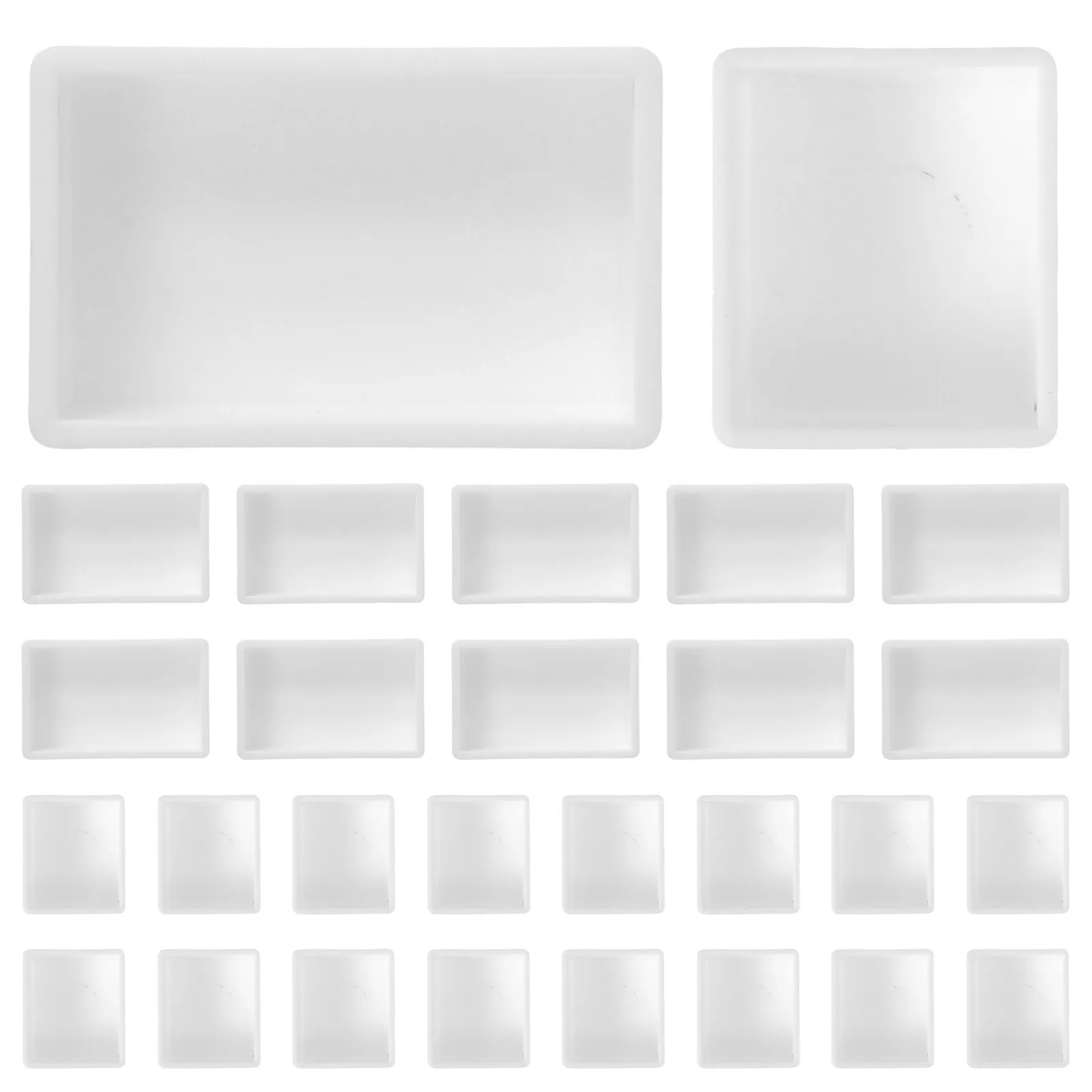 1セット白いプラスチック製水彩絵の具パンセット、空のフルサイズとハーフサイズ、diyアーティスト学生用アクリル絵の具パレットミキシングトレイ