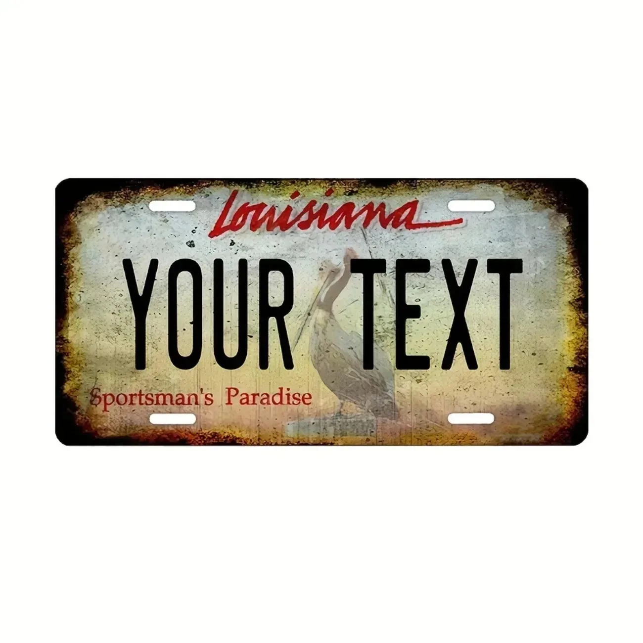 1pc 2D Flat Custom Vintage Louisiana Metal Wall Sign Sportsman's Paradise Pelican Pattern Rustic Wall Art Waterproof Ornament Sw