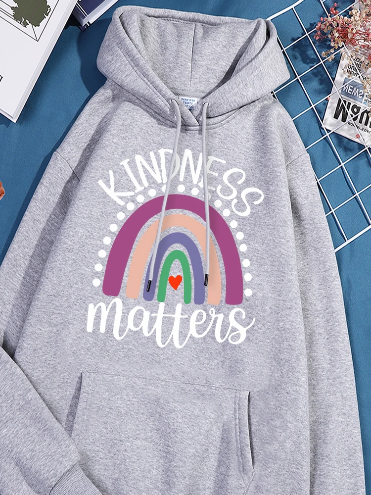 Kindness Matters Printed Womens Tracksuit Stylish Cotton Hoodies Fashion Machine Washable Sportwear Classic Causal Comfy Clothes