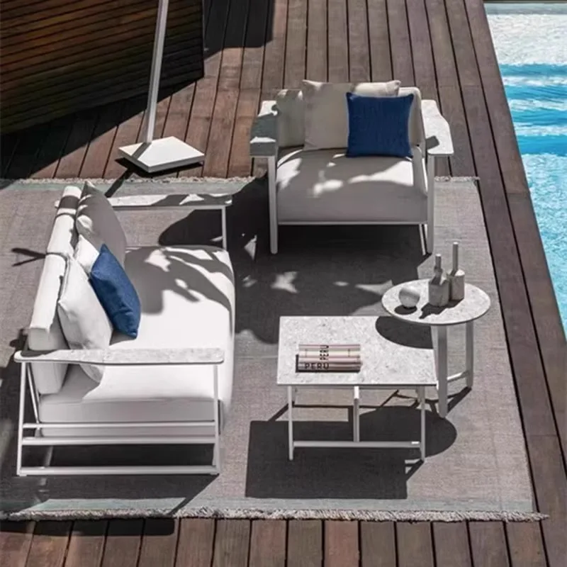 Outdoor Sofa Courtyard Terrace Hotel Waterproof Sun Villa Leisure Combination Aluminum Alloy Exposed Outdoor Nordic Furniture